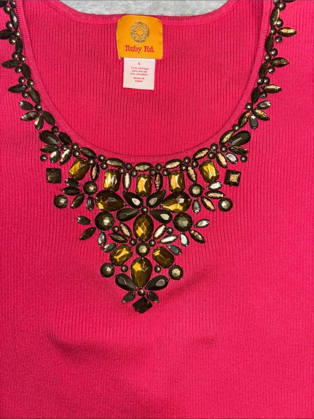 Ruby Rd. Embellished Pink Tank Top Large - Picture 4 of 5